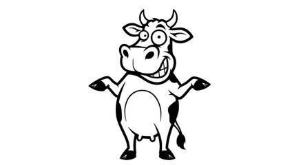 Funny Cartoon Cow Standing With Open Arms And Smiling