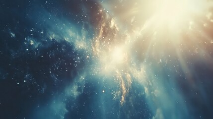 Stunning cosmic scene with bright light and swirling galaxies. Explore the beauty of the universe in this mesmerizing image.