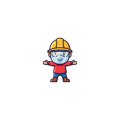 Cartoon character in a construction worker outfit