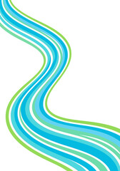 Abstract Wavy Lines in Blue and Green Colors on White Background.