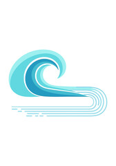Obraz premium Stylized Blue Wave Illustration with Curving Crest and Flowing Lines.