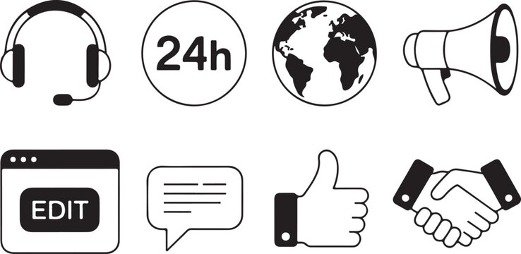 Business icons for communication and service support