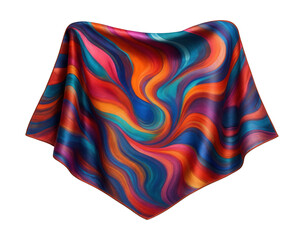 Abstract-patterned silk scarf with hand-rolled edges, perfect for any style.