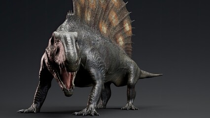 Dimetrodon of background. 3d model rendering