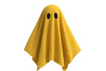 Yellow ghost costume for halloween festivities capturing spooky fun with humorous sheet and cutout eyes