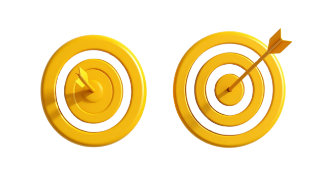 Bullseye Target with Arrow Collection isolated on transparent backgroun