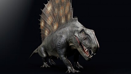 Dimetrodon of background. 3d model rendering