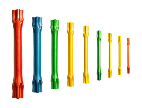 Color-coded star wrench set for quick identification in any busy workshop.