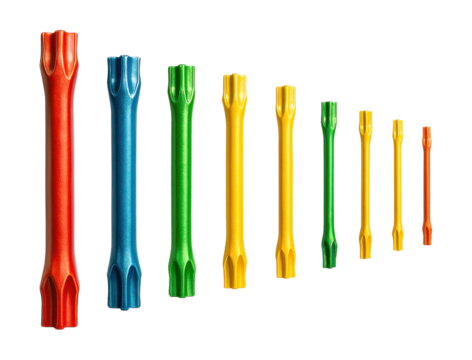 Color-coded star wrench set for quick identification in any busy workshop.