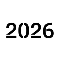 Modern 2026 Logo Silhouette Geometric PNG Design