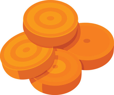 orange carrot slices, isometric view, food clip art preview