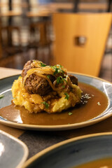 Close-up of Meatball Dish in Berlin, Traditional German Cuisine
