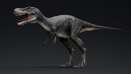 Juvenile Tyrannosaurus Rex of background. 3d model rendering