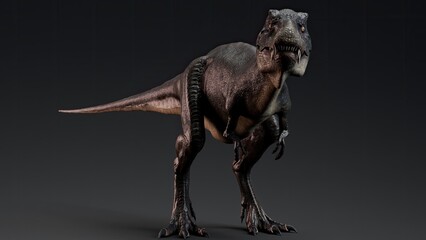 Obraz premium Juvenile Tyrannosaurus Rex of background. 3d model rendering