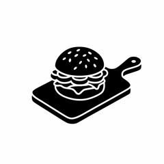 Burger on Cutting Board Vector Icon Illustration Design