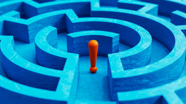 A close-up photograph of a light blue maze with clean, smooth walls and sharp geometric curves.