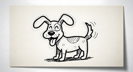 Happy cartoon dog with floppy ears and wagging tail