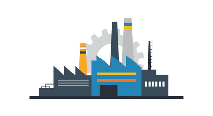 Obraz premium Industrial factory building icon Manufacturing production and business concept