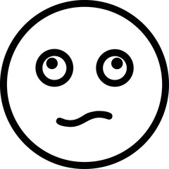 Fototapeta premium Confused face emoji with uncertain expression and slanted eyes Line Art Vector illustration