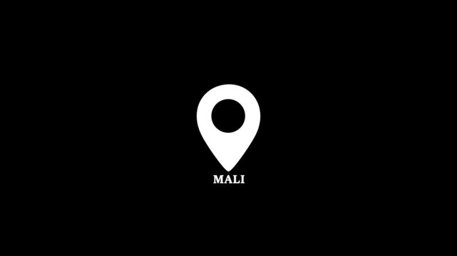 Mali location pin icon on world map &mdash; white and black pin showing Dhaka position, travel destination concept with green background.