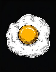 Detailed illustration of a fried egg with yellow yolk and white albumen