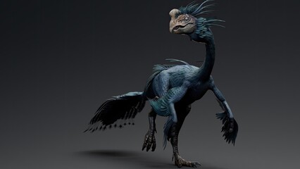 Gigantoraptor of background. 3d model rendering