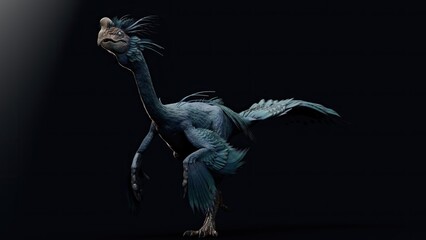 Gigantoraptor of background. 3d model rendering