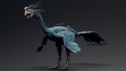 Fototapeta premium Gigantoraptor of background. 3d model rendering