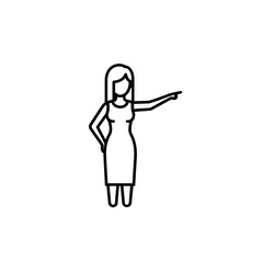 Vector fashion illustration of a beautiful standing woman silhouette in a dress, perfect for art and glamour