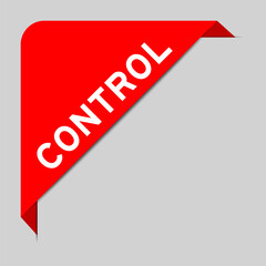 Red color of corner label banner with word control on gray background
