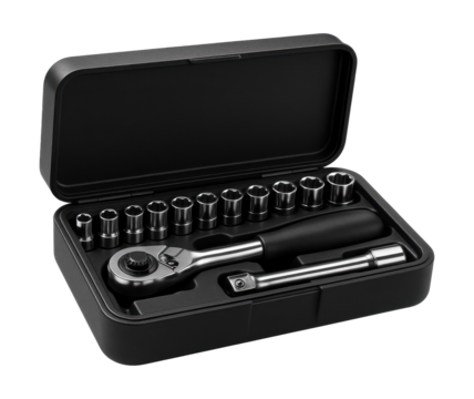 Interchangeable ratcheting socket set for home DIY projects.