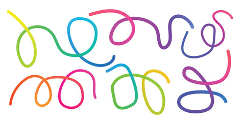 Obraz premium Colorful Abstract Curved Lines Loops Pattern Vector Illustration Modern Minimalist Background Design