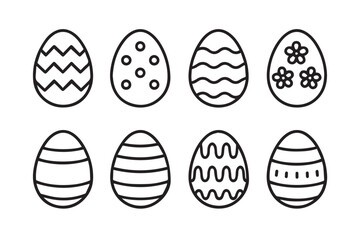Easter Eggs Outline Black and White Decorative Pattern Design