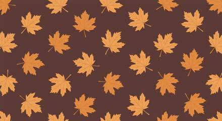 Autumn maple leaves pattern with a dark brown background.