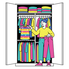 Vibrant Wardrobe Vector Illustration