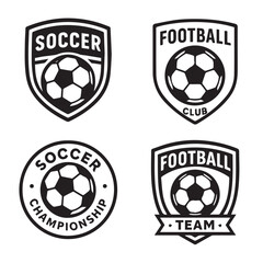 Black White Soccer Football Logo Badge Vector Set