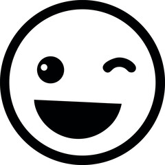 Fototapeta premium Half smiling emoji with tilted head and subtle expression Line Art Vector illustration