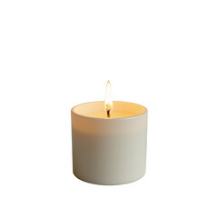 Minimalist White Candle with Warm Flame and Soft Glow Indoors