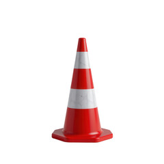 Bright Orange Traffic Cone with White Reflective Stripes for Safety