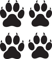 Fototapeta premium Four black wolf paw prints silhouette