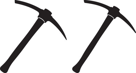 Two black pickaxe tools silhouette