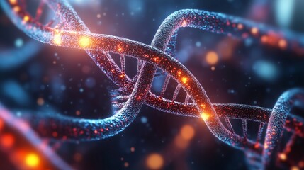 Colorful representation of DNA structure showcasing molecular bonds and genetic information