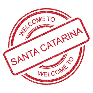 Welcome to Santa Catarina, Brazil, red vintage travel grunge rubber stamp on transparent background, vector illustration
