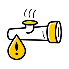 Leaky pipe with a warning drop symbolizing plumbing issues in a bright style