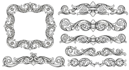 Intricate Baroque Ornament Collection Exquisite Frames, Borders, and Decorative Elements