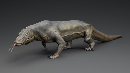 Megalania of background. 3d model rendering