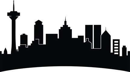 Fototapeta premium North Las Vegas Skyline Vector Silhouette, North Las Vegas Cityscape Vector Illustration - incorporating the Las Vegas Motor Speedway, Aliante Casino, and mountain backdrop.