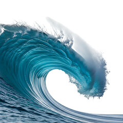 Powerful Ocean Wave, Crashing with Blue Water and White Foam, cutout, PNG isolated on white or transparent background crashing wave