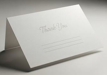 Elegant thank you card with embossed lettering, placed on a soft surface, ideal for expressing gratitude