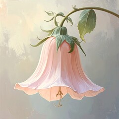 Digital illustration of a delicate, drooping pink bell flower